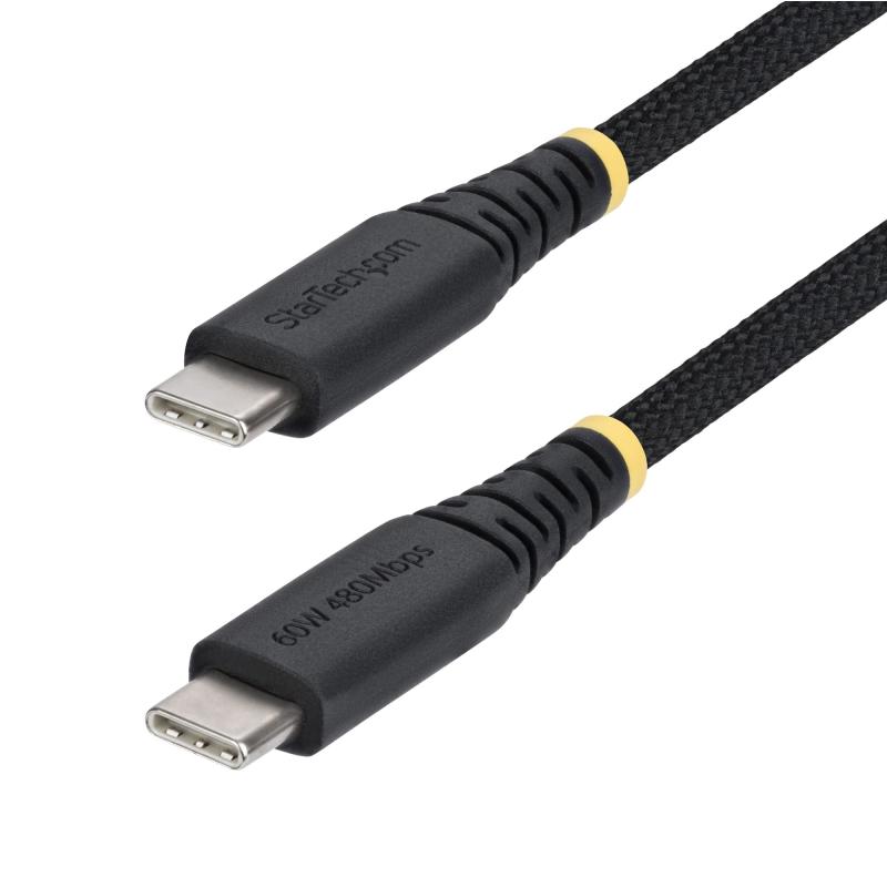 StarTech.com 10ft (3m) USB-C Charging Cable, 60W (3A) PD, Dual-Layer Braided Nylon/TPE Jacket, Rugged USB C Charging Cord, USB 2.0 Laptop Charger Cable