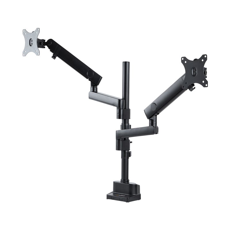 StarTech.com Bras pour Double Moniteur, Support de Moniteur à Mouvement Complet pour 2 Écrans VESA jusqu'à 32" (8kg), Réglable en Hauteur, Fixation par Pince/Grommet, Ressort Mécanique