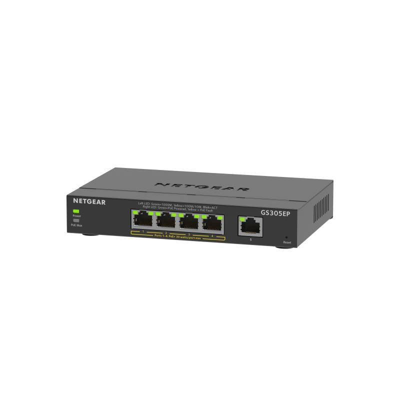 NETGEAR GS305EP Géré L2/L3 Gigabit Ethernet (10/100/1000) Connexion Ethernet, supportant l'alimentation via ce port (PoE) Noir