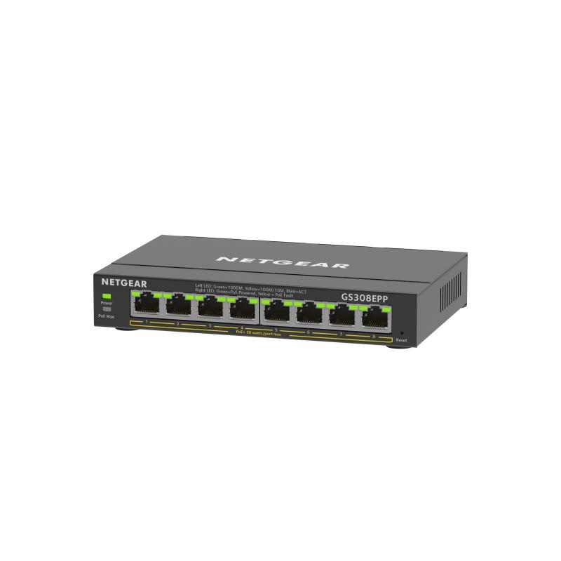 NETGEAR GS308EPP Géré L2/L3 Gigabit Ethernet (10/100/1000) Connexion Ethernet, supportant l'alimentation via ce port (PoE) Noir