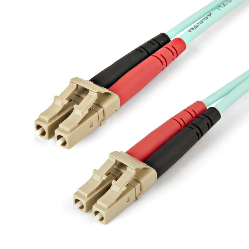 StarTech.com Câble Fibre Optique Multimode de 5m LC/UPC à LC/UPC OM4, Fibre Zipcord 50/125µm LOMMF/VCSEL, Réseaux 100G, Faible Perte d'Insertion, Cordon de Raccordement Fibre LSZH