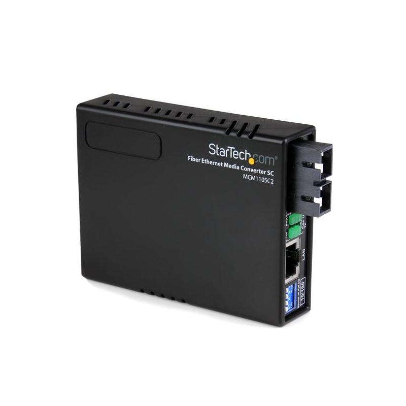 StarTech.com Multi-Mode (MM) SC Fiber Media Converter for 10/100Mbps Networks, Standalone Ethernet to SC MM Fiber Media Converter, 1310nm, 2km - TAA