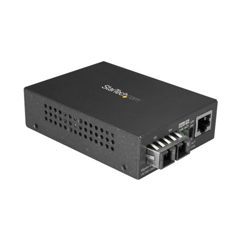 StarTech.com Single-Mode (SM) SC Fiber Media Converter for 10/100/1000 Networks, Standalone Gigabit Ethernet to SC Fiber Converter, 1310nm, 10km - TAA