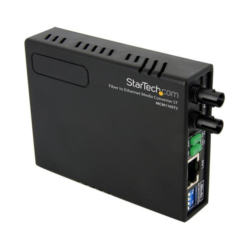 StarTech.com Multi-Mode (MM) ST Fiber Media Converter for 10/100Mbps Networks, Standalone Ethernet to ST MM Fiber Media Converter, 1310nm, 2km - TAA