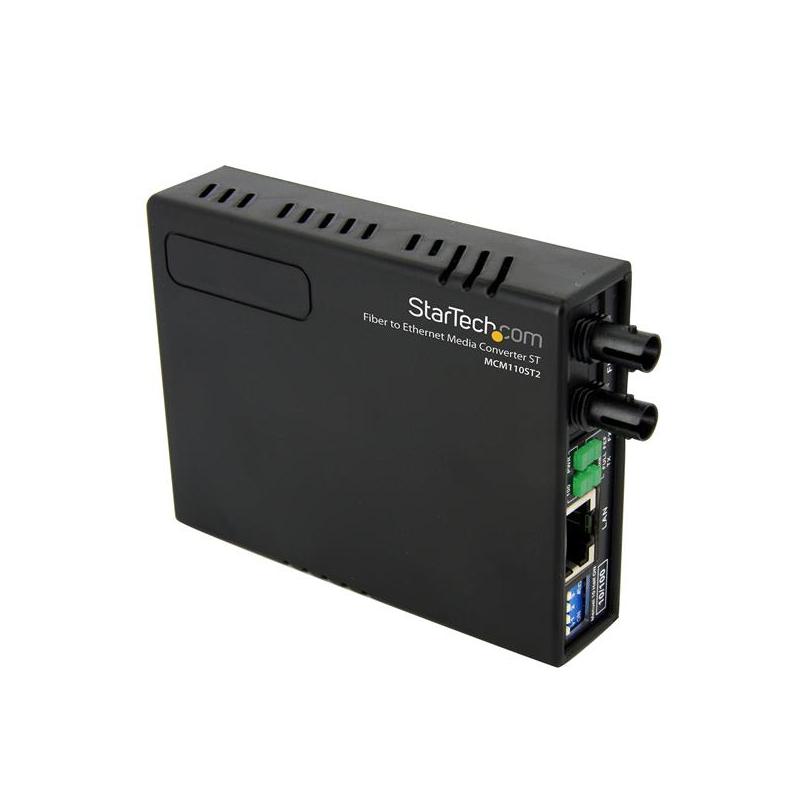 StarTech.com Multi-Mode (MM) ST Fiber Media Converter for 10/100Mbps Networks, Standalone Ethernet to ST MM Fiber Media Converter, 1310nm, 2km - TAA