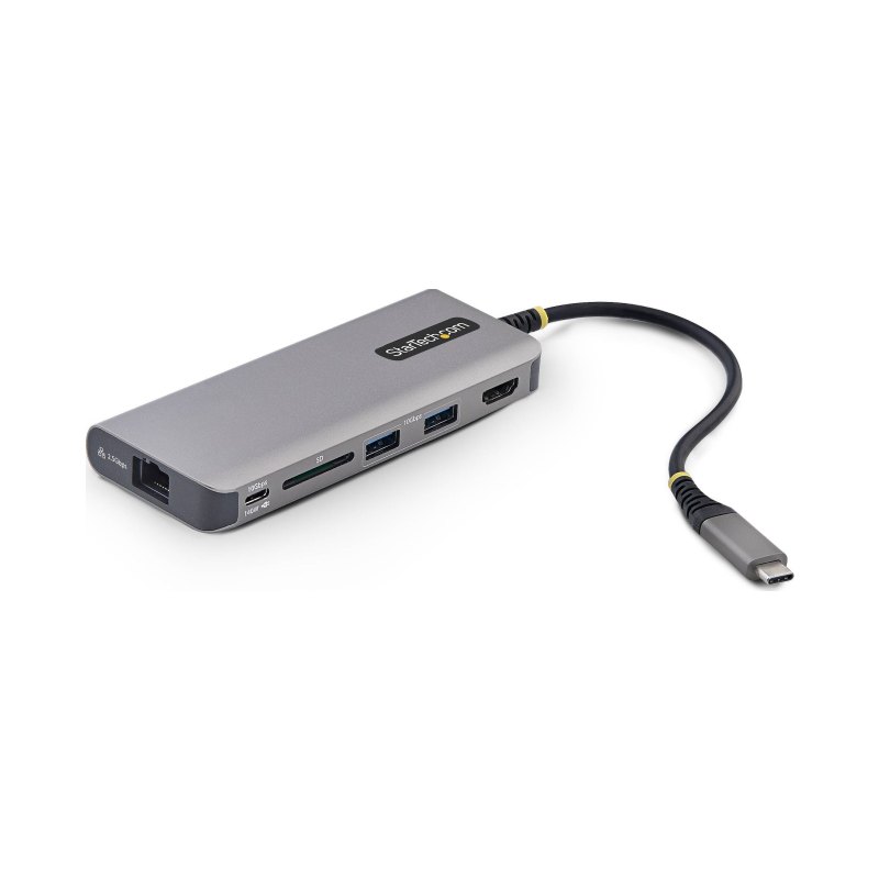 StarTech.com Adaptateur Multiport USB-C vers HDMI, Recharge PD 140W, 4K 60Hz, Hub USB 3 Ports 10 Gbps, Lecteur de Carte SD, 2,5 GbE, Mini Dock pour MacBook / Dell / ThinkPad / HP