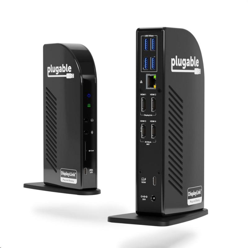 Plugable Technologies UD-3900C4 station d'accueil Avec fil USB 3.2 Gen 2 (3.1 Gen 2) Type-C Noir
