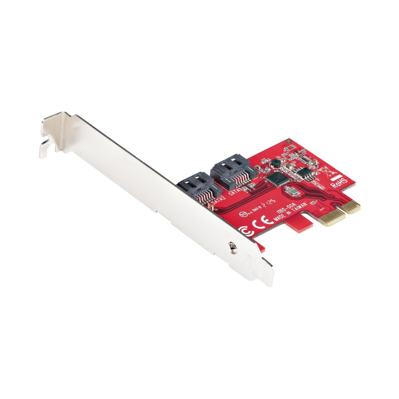 StarTech.com Carte PCI Express SATA 2 ports - Carte Contrôleur PCIe SATA - 6Gbps - ASM1166 Non-RAID - Convertisseur PCI Express 3.0 vers SATA - Connecteurs SATA Empilés - Carte d'Extension SATA