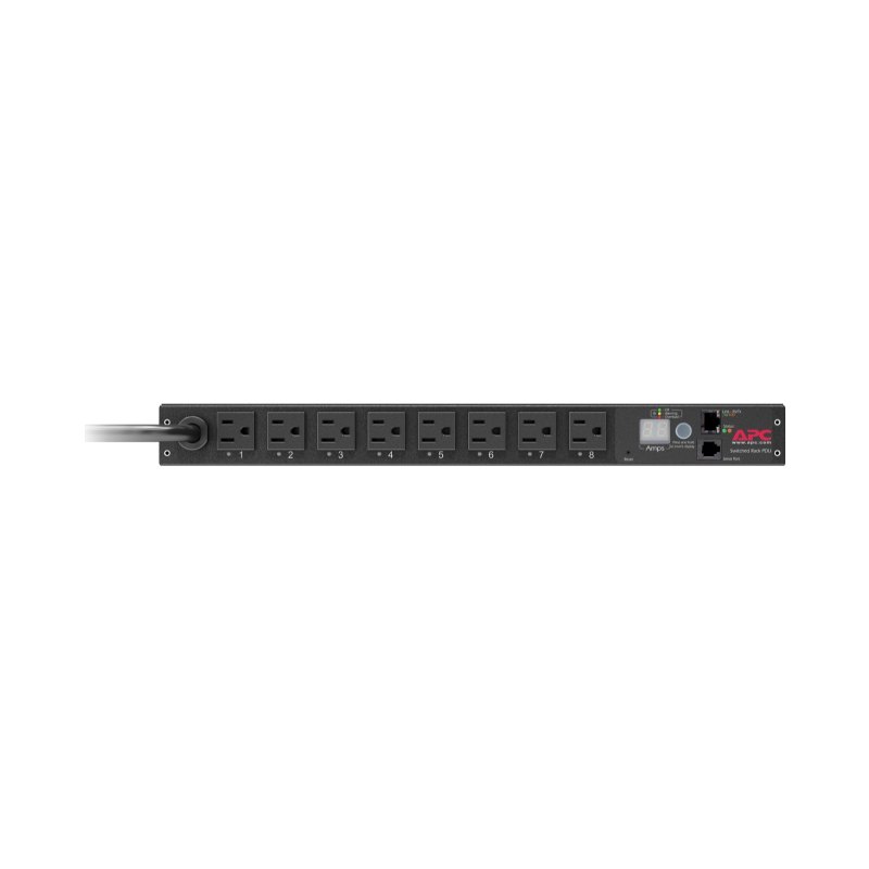 APC NetShelter Switched Rack PDU, 1U, 1.4kW, 120V, 15A, 8 NEMA 5-15R outlet