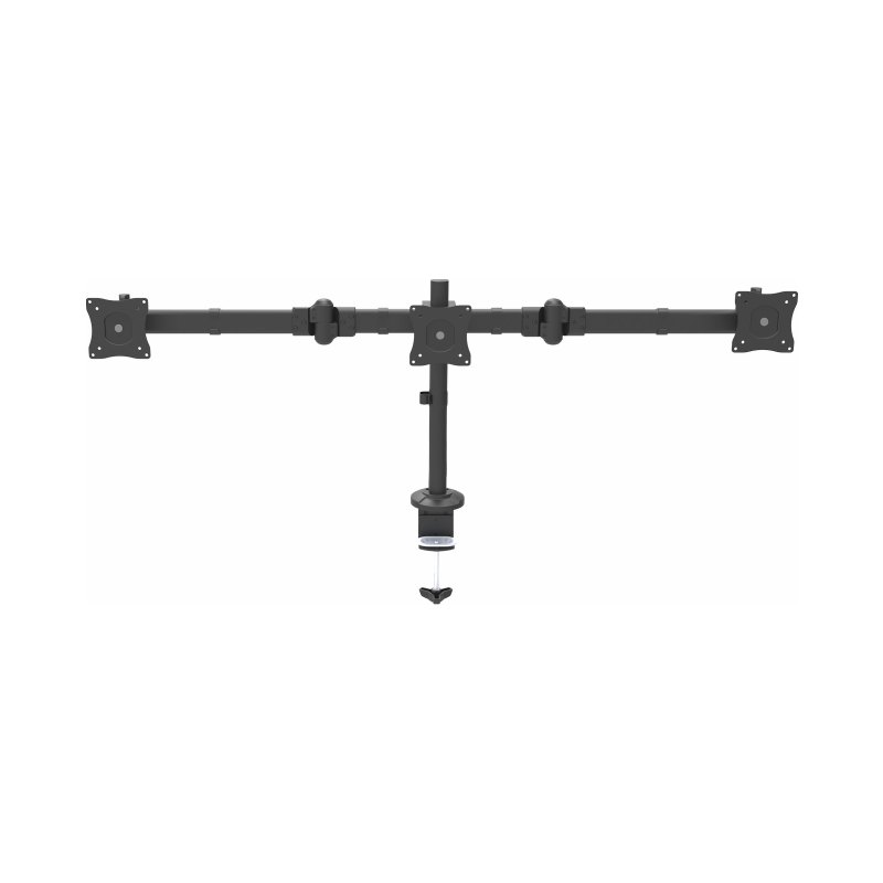 StarTech.com Support de Bureau Bras Triple pour Moniteur - Support VESA 3 Écran jusqu'à 27" - Mât Articulé/Réglable - Inclinaison/Pivotement/Rotation de l'Écran - Pince de Bureau/Anneau