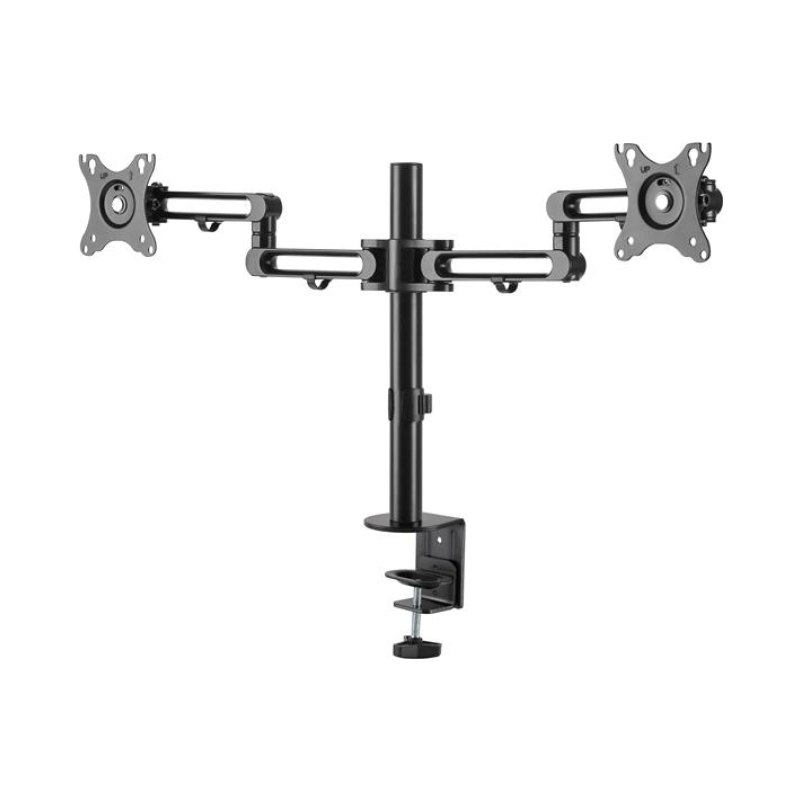 StarTech.com Support Double Écran - Support de Bureau pour Moniteurs VESA jusqu'à 32"(8kg) - Bras Articulé Ergonomique avec Pince - Réglable en Hauteur/Inclinaison/Rotation/Tourner