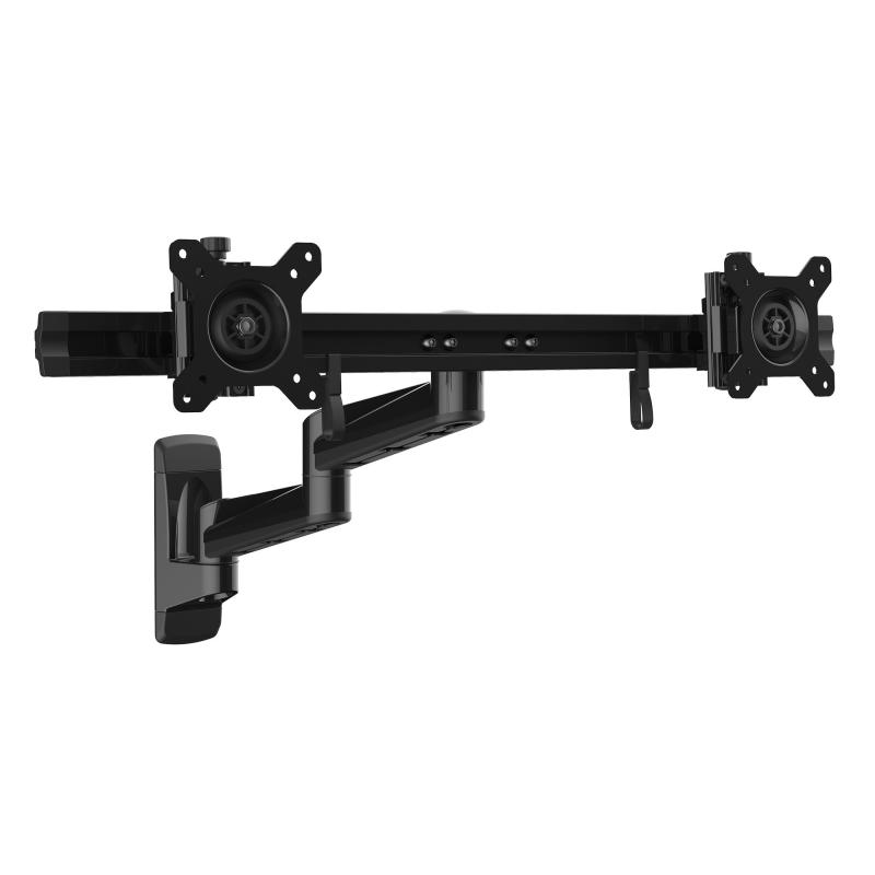 StarTech.com Support Mural Double Écrans - Accroche Murale VESA Orientable pour 2 Écrans Plats jusqu'à 24"(5kg) - Barre Transversale Réglable - Fixation Murale pour 2 Moniteurs