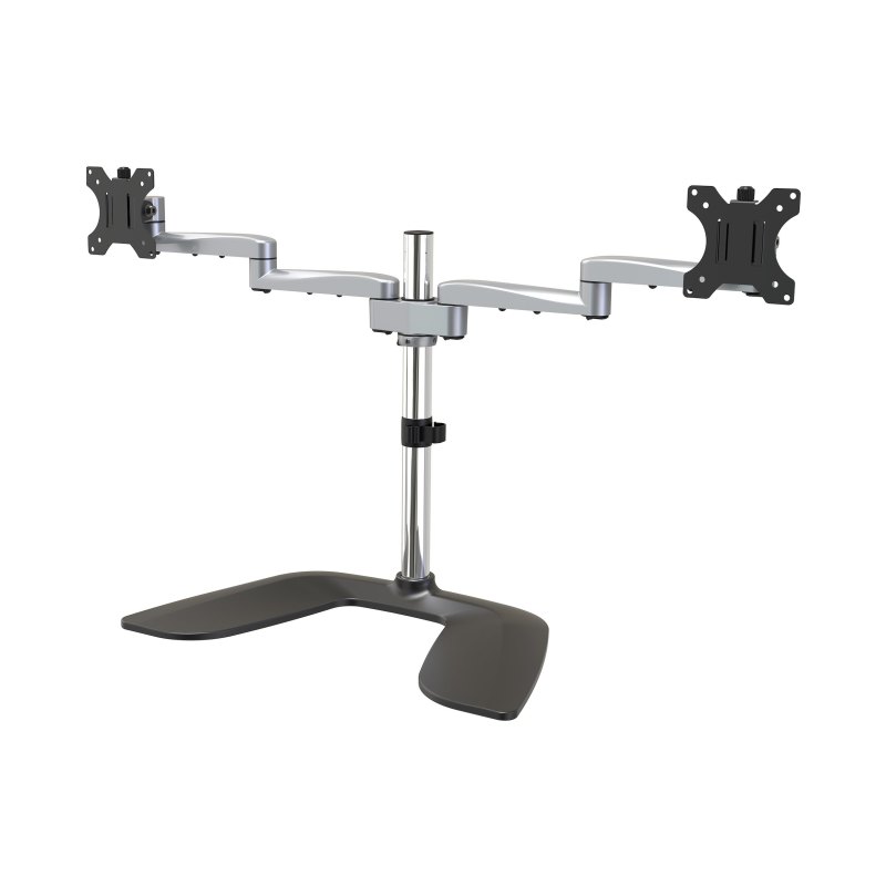 StarTech.com Support Double pour Moniteur - Support Ergonomique pour Écrans VESA Jusqu'à 32"(8kg) - Support Universel Articulé et Autoportant pour Moniteur - Hauteur Réglable - Argent