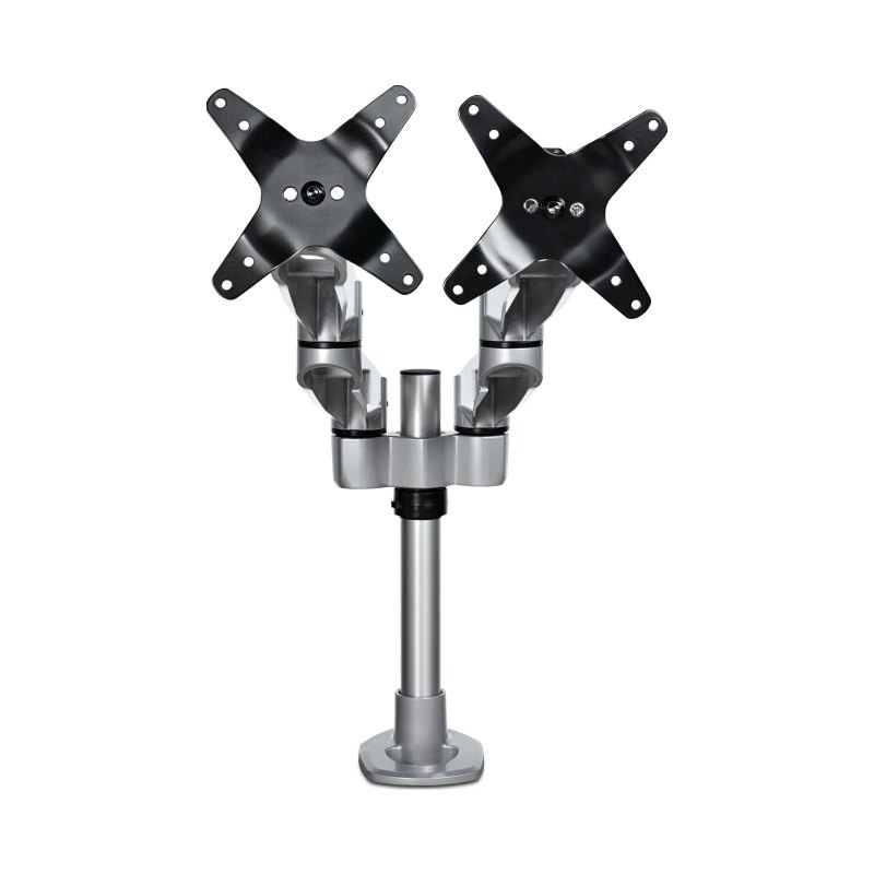 StarTech.com Desk Mount Dual Monitor Arm - Premium Articulating Monitor Arm - up to 27" (17.6lb/8kg) VESA Mount Displays - Height Adjustable Monitor Mount - Rotate/Tilt/Swivel - Clamp/Grommet - Silver - TAA
