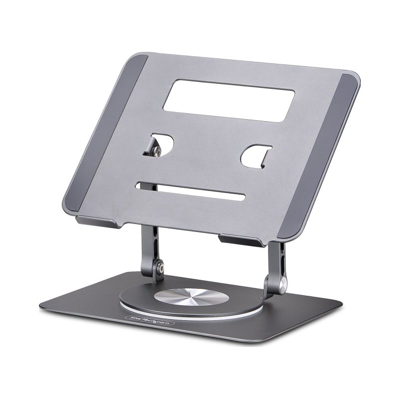 StarTech.com Support Rotatif pour PC Portable, Base Pivotante à 360°, Support Rotatif pour Bureau, Hauteur et Inclinaison Réglables, Poids Max 5kg, Construction en Aluminium, Design Portable