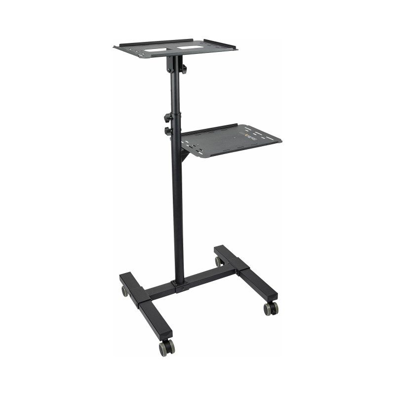 StarTech.com Table Vidéoprojecteur et Ordinateur Portable - Support Projecteur Robuste (2 Étagères; max. 10kg chacune) - Ajustable en Hauteur - Chariot Présentation Mobile - Roues Vérouillables