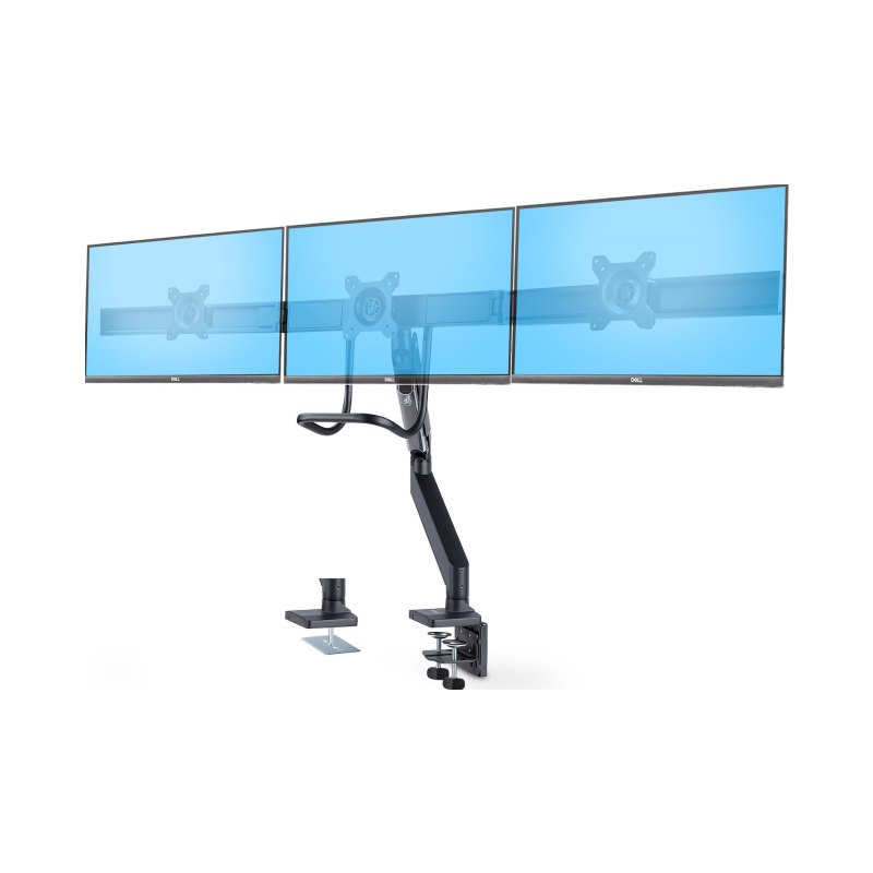 StarTech.com Support de Bureau pour 3 Écrans 27", VESA 75x75/100x100, Bras Articulé Réglable sans Outils, Pince en C/Passe-Fil, Support d'Écrans 27 pouces, Bras pour Moniteur Assisté par Ressort
