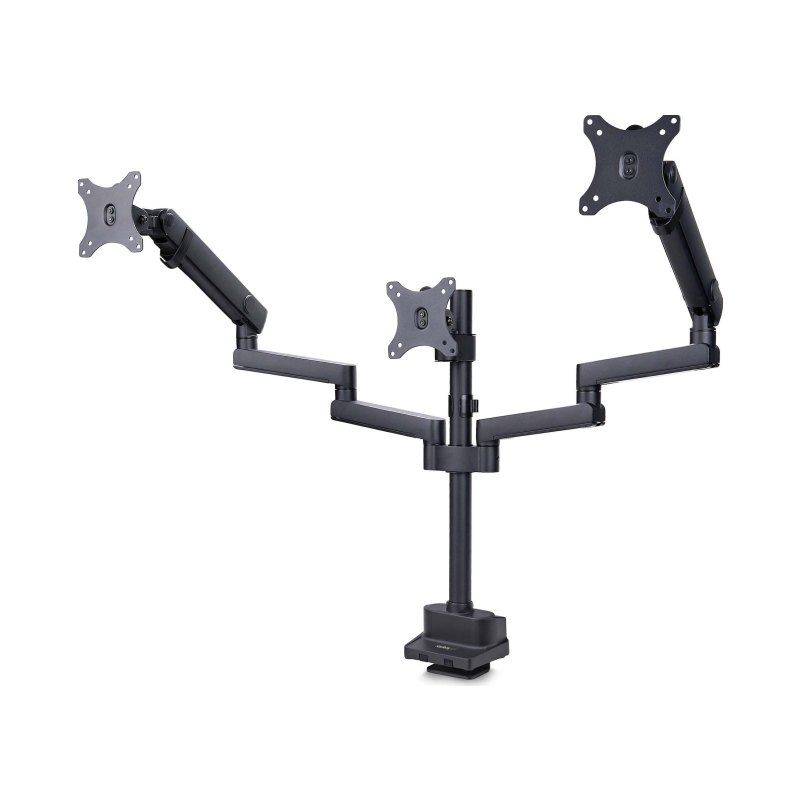 StarTech.com Support de Bureau pour 3 Écrans 27", VESA 75x75/100x100, Bras Articulé Réglable sans Outils, Pince en C/Passe-Fil, Support d'Écrans 27 pouces, Bras pour Moniteur Assisté par Ressort