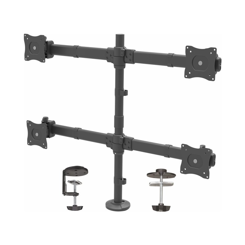 StarTech.com Support d'Écran Quadruple - Support sur Mât Articulé et Réglable en Hauteur pour Écran VESA 4 2x2 Jusqu'à 27"(8kg) - Inclinaison/Pivotement/Rotation de l'écran LCD/LED - Pince/Anneau