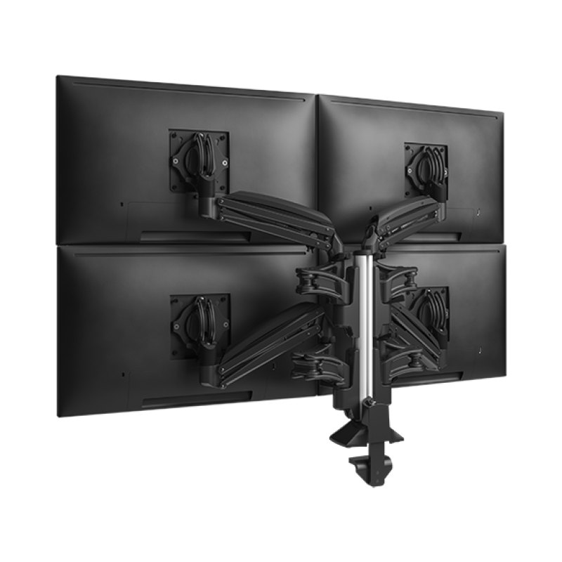 Chief KX Low-Profile Quad Monitor Arms, Column Desk Mount, Black