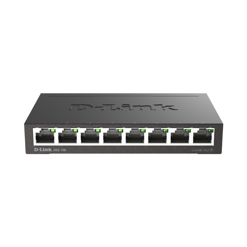 D-Link DGS-108 network switch Unmanaged L2 Gigabit Ethernet (10/100/1000) Desktop Black