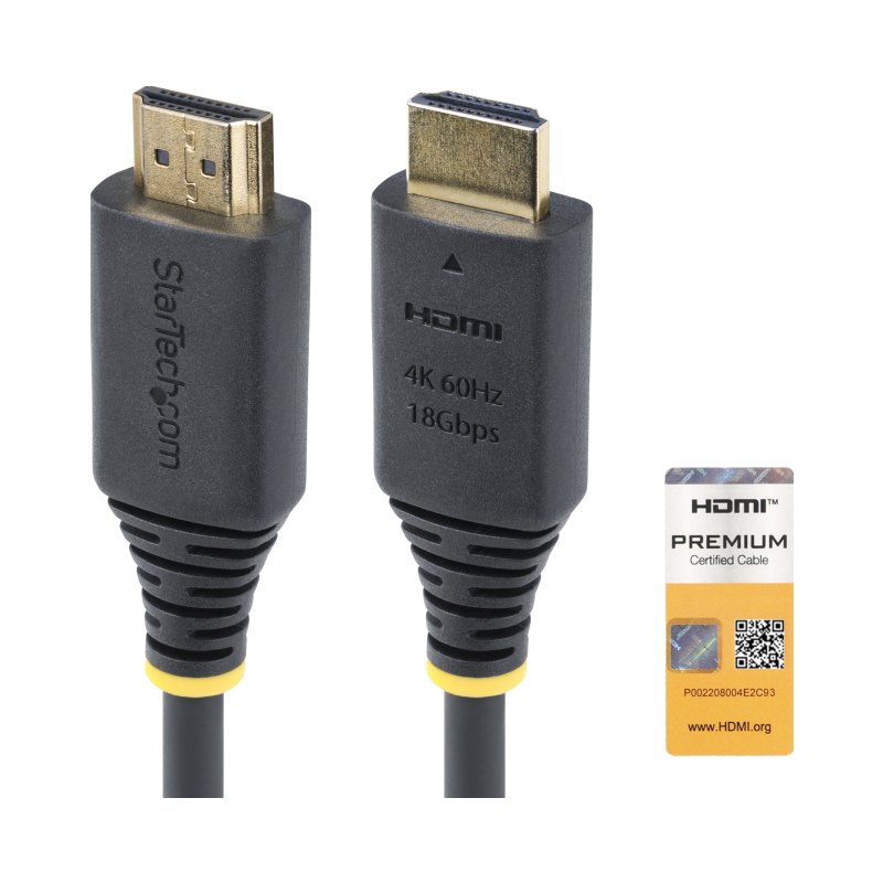 StarTech.com 3ft (0.9m) Premium Certified High Speed HDMI Cable, 4K 60Hz/1440p 144Hz, HDR10/HDCP 2.2/ARC, 18Gbps, UHD HDMI 2.0 Cord for TV/Monitor/Display, TPE Jacket