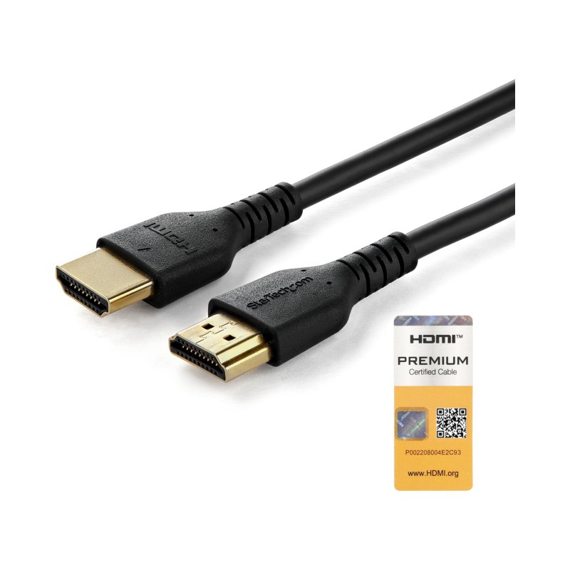 StarTech.com Câble HDMI Fin de 1m, Câble HDMI 2.0 Flexible Certifié Premium avec Ethernet, UHD 4K 60Hz HDR10, Conception Durable en Fibre d'Aramide avec Gaine en TPE
