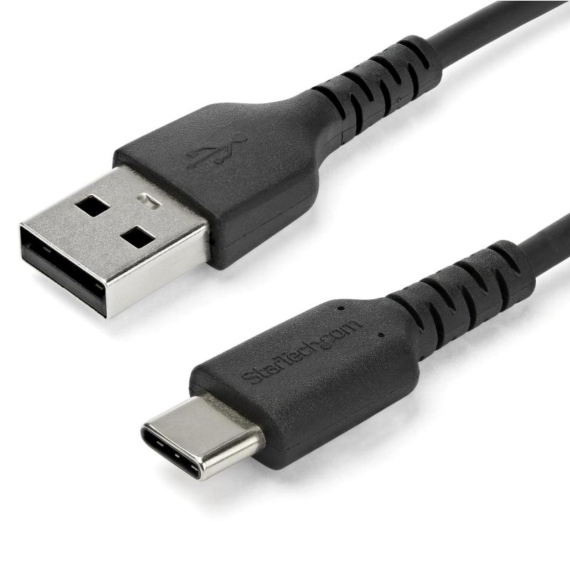 StarTech.com Câble de Charge Rapide USB-A vers USB-C de 2m, Robuste, Charge et Synchronisation, 3A, USB 2.0, Gaine TPE Noire et Fibre d'Aramide - Cordon de Charge USB