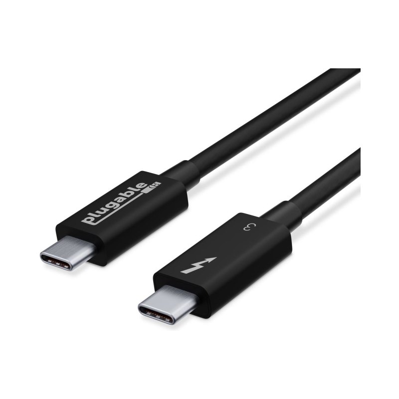 Plugable Technologies Thunderbolt 3 Cable 40Gbps Supports 100W (20V, 5A) Charging, 2.6ft / 80cm Thunderbolt-Certified USB C Compatible - Driverless