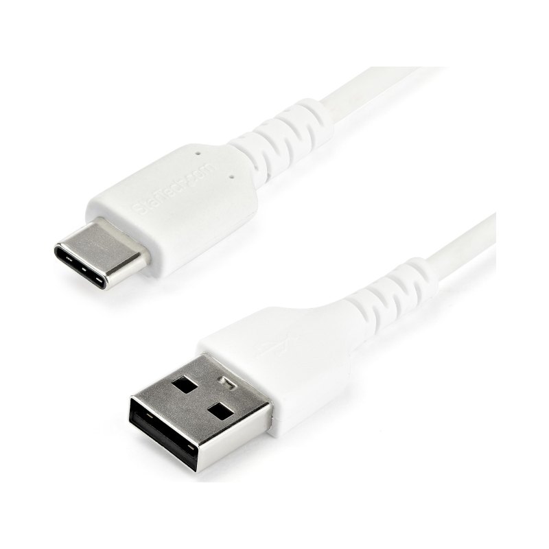 StarTech.com Câble de Charge Rapide USB-A vers USB-C de 2m, Robuste, Charge et Synchronisation, 3A, USB 2.0, Gaine TPE Blanche et Fibre d'Aramide - Cordon de Charge USB