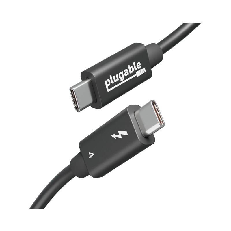 Plugable Technologies Thunderbolt 4 Cable with 240W Charging, Thunderbolt Certified, 3.3 Feet (1M),1x 8K Display, 40 Gbps, Compatible with USB4, Thunderbolt 3, USB-C - Driverless
