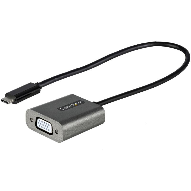 StarTech.com Adaptateur USB C vers VGA - Dongle Adaptateur 1080p USB Type-C vers VGA - Convertisseur Vidéo USB-C (DP Alt Mode) vers Écran VGA - Compatible TB3 - Câble Attaché de 30,4cm de long - Version Améliorée de CDP2VGA