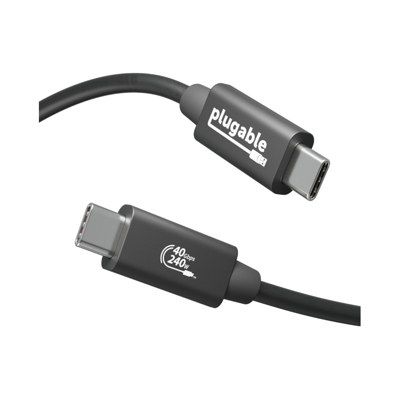 Plugable Technologies USB4 Cable with 240W Charging, 3.3 Feet (1M), USB-IF Certified, 1x 8K Display, 40 Gbps, Compatible with USB 4, Thunderbolt 4, Thunderbolt 3, USB-C, Driverless