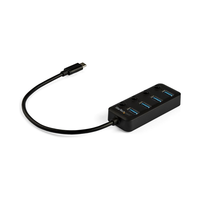 StarTech.com Hub USB C à 4 Ports Alimenté par le Bus avec Interrupteurs Marche/Arrêt Individuels, Hub d'Extension USB 3.0 (5 Gbps), Répartiteur USB-C vers USB-A pour Ordinateur de Bureau/Portable