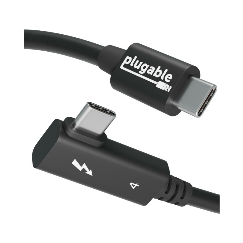 Plugable Technologies Thunderbolt 4 Cable Right Angle 40Gbps with 240W EPR Charging, 8K Display, Intel Certified 2.6 Feet (80CM) Compatible with USB4, Thunderbolt 3, USB C, iPad, MacBook, Windows (TBT4-240W-80CMR)