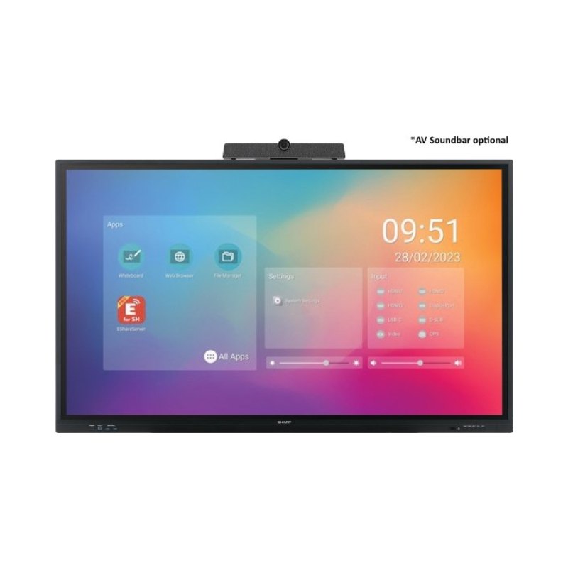 Sharp PN-LC752 Digital signage flat panel 190.5 cm (75") LCD Wi-Fi 450 cd/m² 4K Ultra HD Black Touchscreen Built-in processor Android 11 16/7
