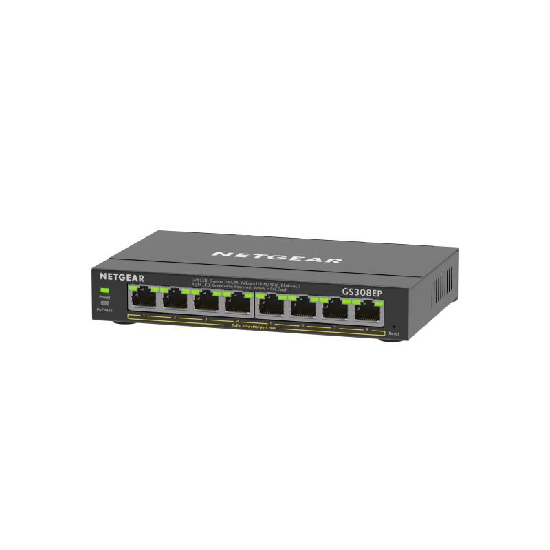 NETGEAR GS308EP Géré L2/L3 Gigabit Ethernet (10/100/1000) Connexion Ethernet, supportant l'alimentation via ce port (PoE) Noir