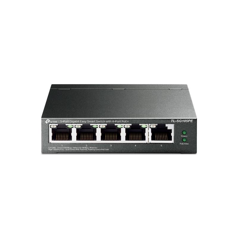 TP-Link TL-SG105PE commutateur réseau Géré L2 Gigabit Ethernet (10/100/1000) Connexion Ethernet, supportant l'alimentation via ce port (PoE) Noir