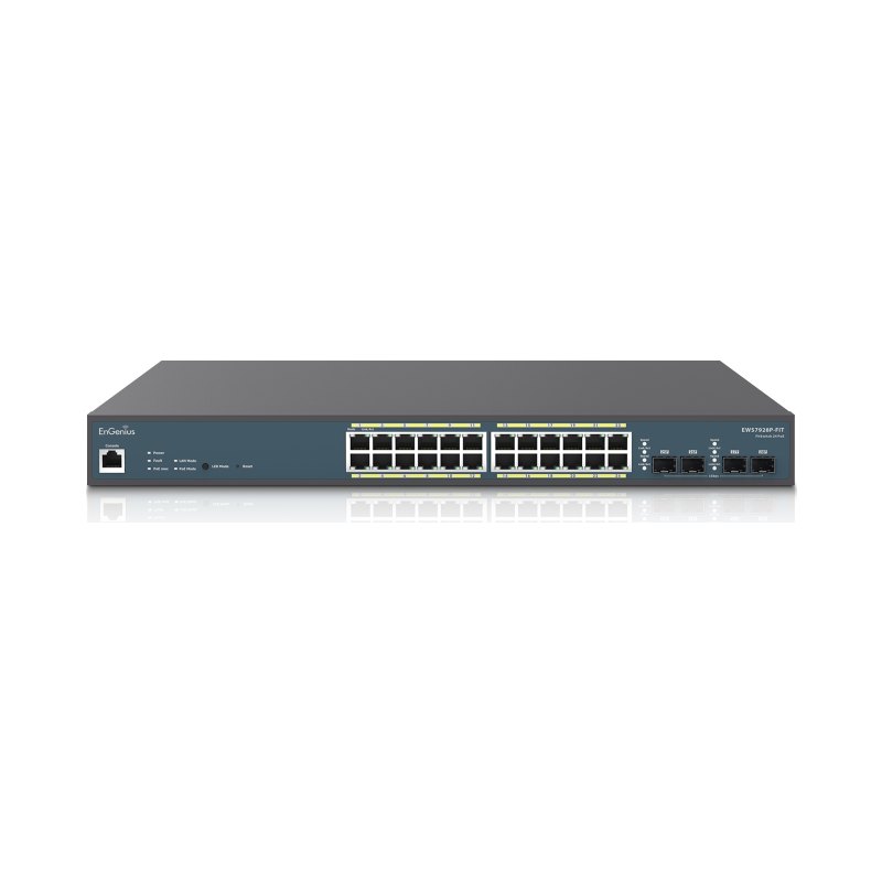 EnGenius Switch 24-port GbE PoE.af/at(+) 210W 4xSFP L2 19i