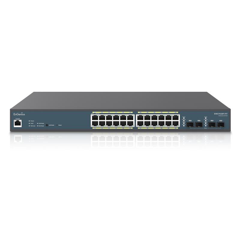 EnGenius Switch 24-port GbE PoE.af/at(+) 210W 4xSFP L2 19i