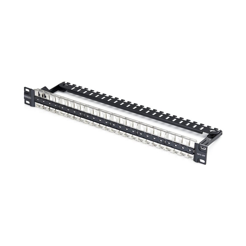 StarTech.com Panneau de Brassage Keystone Vierge 48 Ports 1U avec Barre de Gestion des Câbles, Panneau Patch Cat6 Monté en Rack pour Prises Réseau Ethernet RJ45 STP