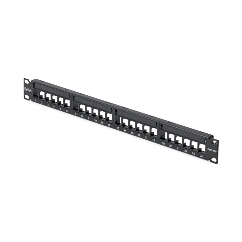 StarTech.com Panneau Patch Keystone Vierge 24 Ports 1U, Panneau de Brassage Cat6 Monté en Rack pour Prises Réseau Ethernet RJ45 UTP