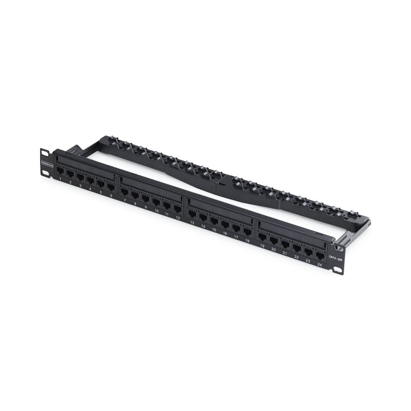 StarTech.com Panneau de Brassage 24 Ports 1U avec Barre de Gestion des Câbles, Panneau de Brassage Ethernet Cat6 Monté en Rack avec Coupleurs RJ45 UTP en Ligne