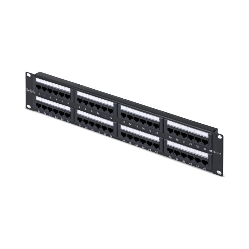 StarTech.com Panneau Patch Cat6 48 Ports 2U Monté en Rack, RJ45, UTP, 110 Punch-Down, Panneau Patch Ethernet Cat 6 pour Rack Serveurs Réseau