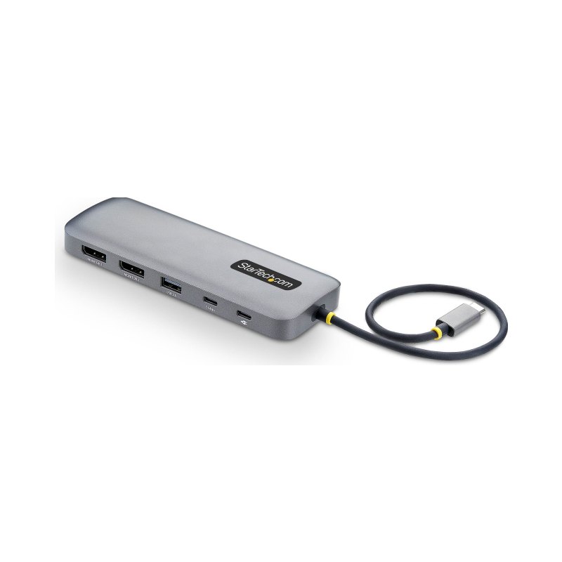 StarTech.com Adaptateur Multiport USB-C vers Deux Ports DisplayPort 10-en-1, Recharge Power Delivery 100 W, 2 x 4K 60Hz, Hub 5 Ports à 5 Gbps, Gigabit Ethernet, Mini Dock Type-C