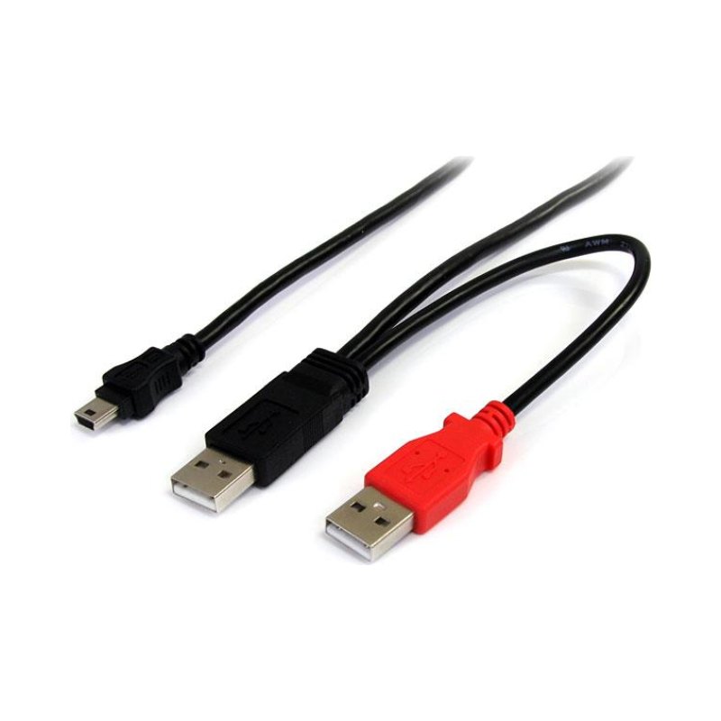 StarTech.com Câble USB 2.0 en Y de 1,8 m pour disque dur externe - 2x USB A (M) vers 1x USB Mini B (M)
