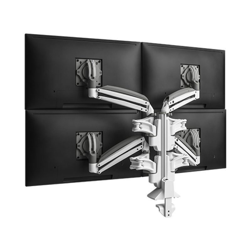 Chief KX Low-Profile Quad Monitor Arms, Column Desk Mount, White