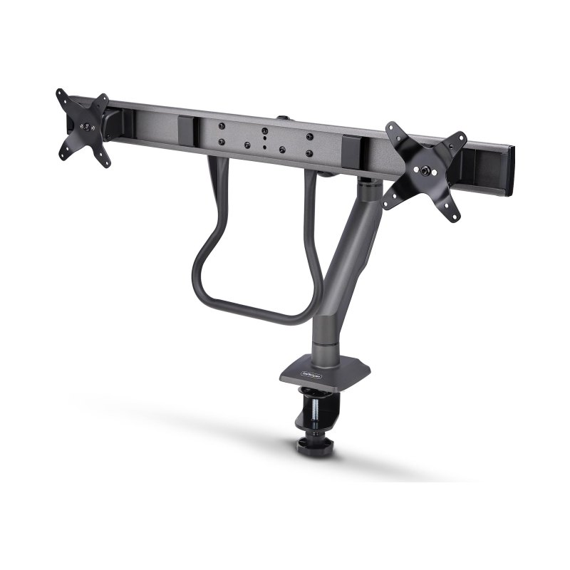 StarTech.com Bras pour Double Moniteur avec Barre Transversale, Écrans Jusqu'à 27", VESA 75x75/100x100, Max 15kg, Pince en C, Entièrement Articulé, Ressort Mécanique, TAA