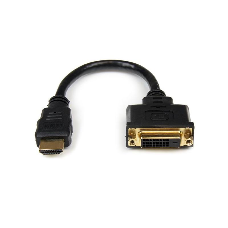 StarTech.com Adaptateur HDMI vers DVI, Câble Displayport, Convertisseur Mobile avec Connecteur HDMI Mâle et Connecteur DVI Femelle, Câble de Connexion au Format Dongle, Câble de 20cm