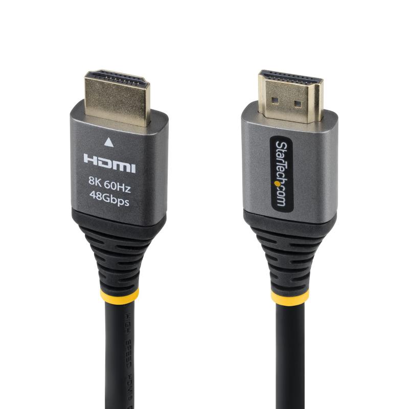 StarTech.com Câble HDMI Ultra Haut Débit Certifié de 30cm, 8K 60Hz/4K 120Hz, Câble HDMI 2.1 avec HDR10+/eARC, 48 Gbps, Câble HDMI 8K pour Moniteur/Téléviseur/Écran, Gaine TPE Flexible